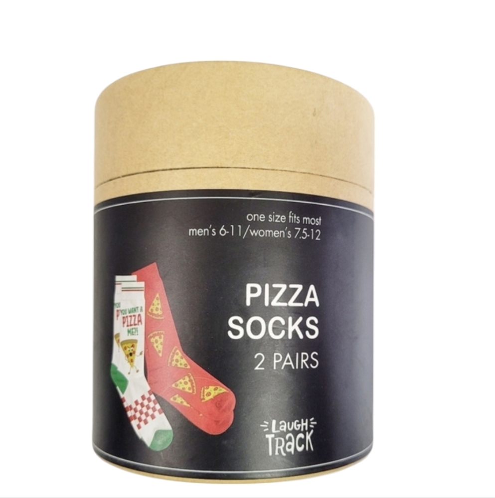 Laugh Track 2 Pair Pizza Socks Men's 6-11 Women's 7.5-12